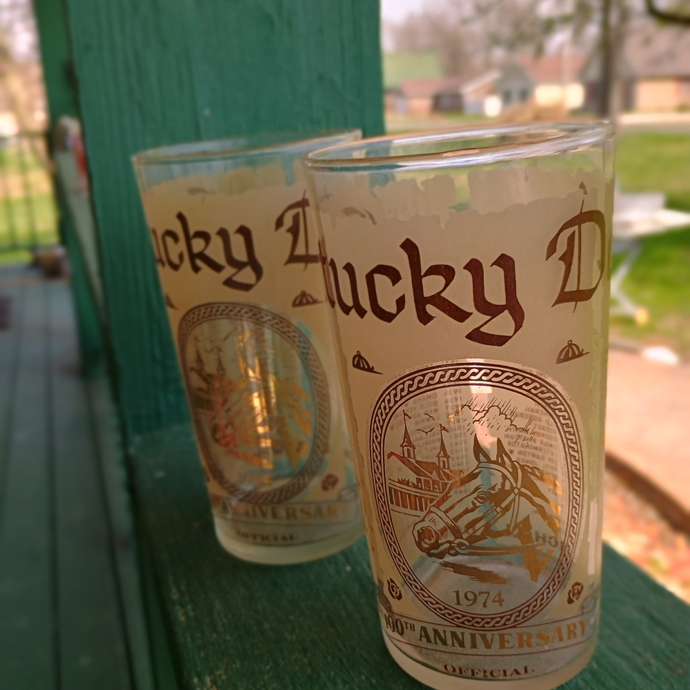 1974 100th Kentucky Derby Official Commemorative Glass (2)  - Rare